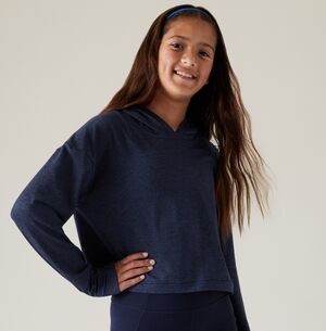 Athleta Girl's Size 12 'Downtime Hoodie' Navy Blue Long Sleeve Top